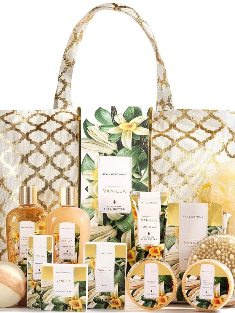 Vanilla Bath & Body Set in Gold and Cream